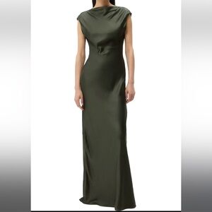 TWP Chic Dark Green Satin Maxi Dress